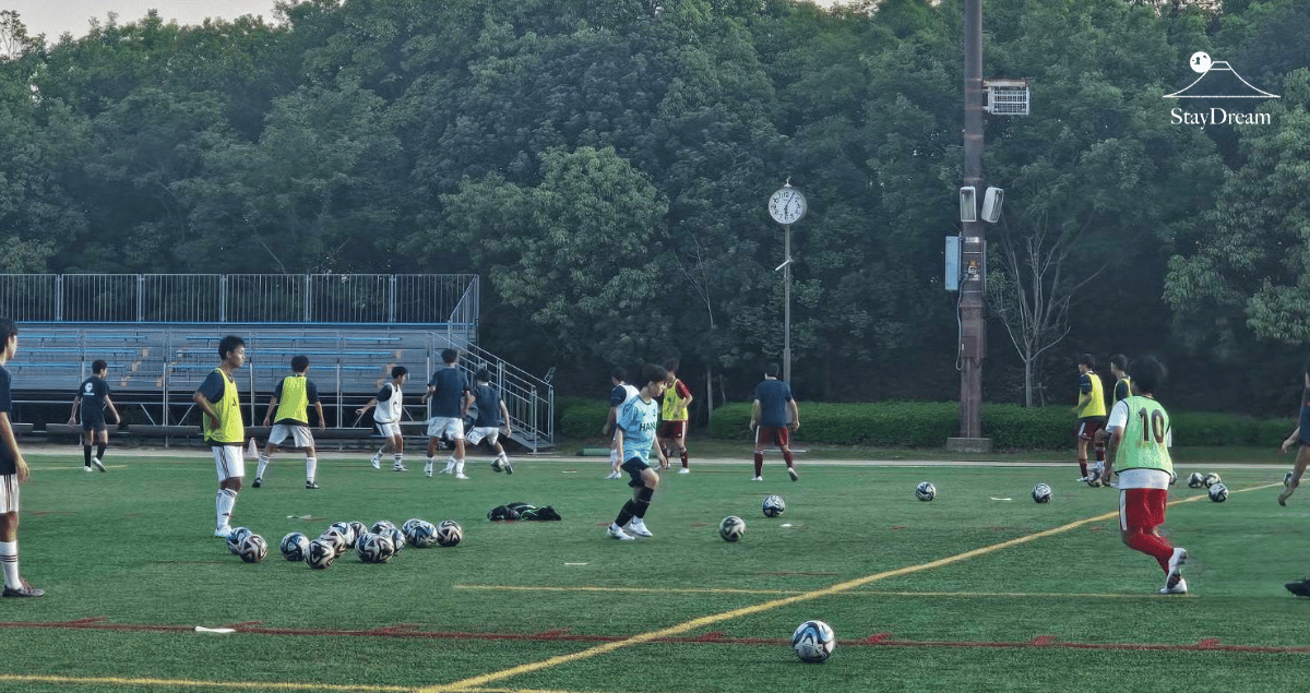 Training session with Japanese high school football club